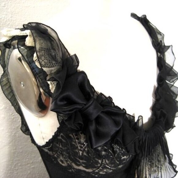 Claire LeFaye Lace Slip Dress Size Small Black Camisole Handmade Lingerie Vtg S - Picture 4 of 5